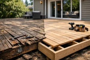 Old deck being replaced with new